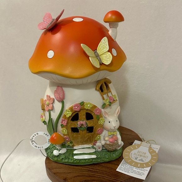 Cupcakes and Cashmere Easter Mushroom House with Bunny Light Up - Picture 1 of 5